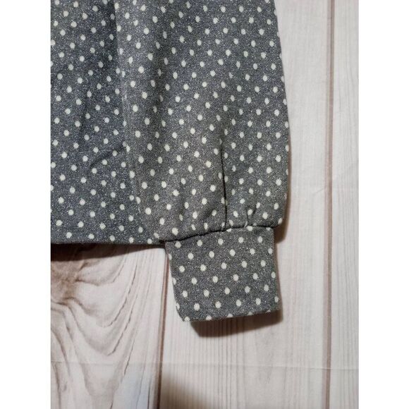Talbots Shirt Ladies Small Gray White Polka Dot Long Sleeve Light Weight - Picture 4 of 7